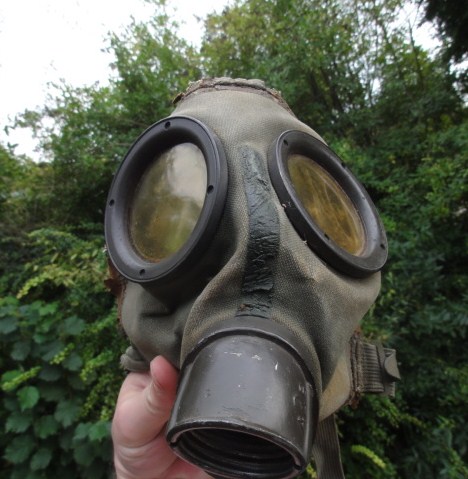 Wehrmacht gas mask and container.