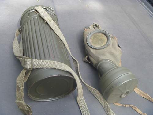 german gas mask and canister