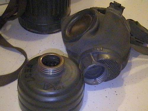 1939 Marked Gas Mask &amp; Canister Named and Minty Condition