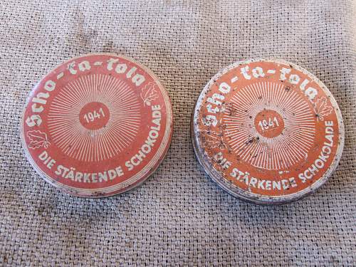 Two Scho-Ka-Kola Tins, 1941