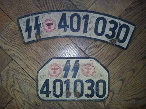 SS motorcycle license plate