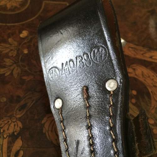 SS leather stamp on bayonet frog