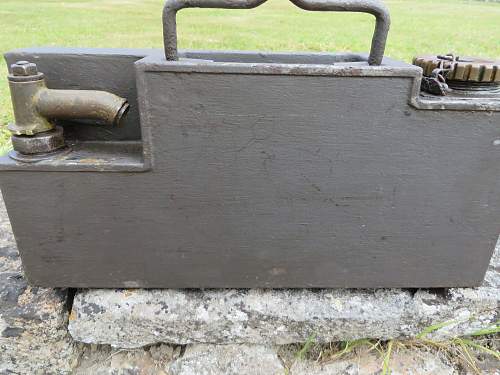 German ammo tin sized oil can found in Jersey, Channel Islands.
