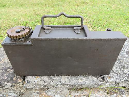 German ammo tin sized oil can found in Jersey, Channel Islands.