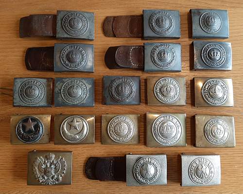 Four Barvarian buckles and a Saxon