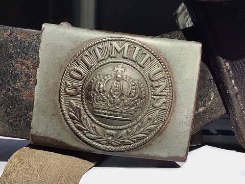 Imperial German rifleman’s belt and equipment setup named and regimentally marked