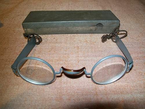 A Second Type of WWI German Gasmask Spectacles? (Masken Brille 1 w.k.); with sheet metal temples.