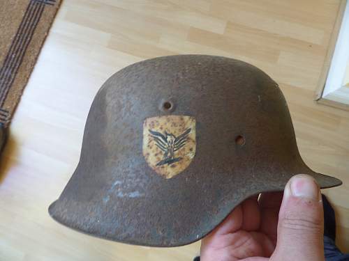 Finnish battlefield found helmet odd decals