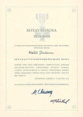 Finnish commemorative crosses and their documents