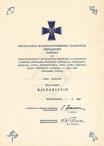 Finnish commemorative crosses and their documents