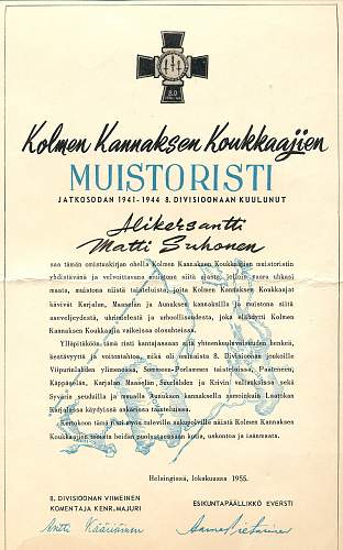 Finnish commemorative crosses and their documents