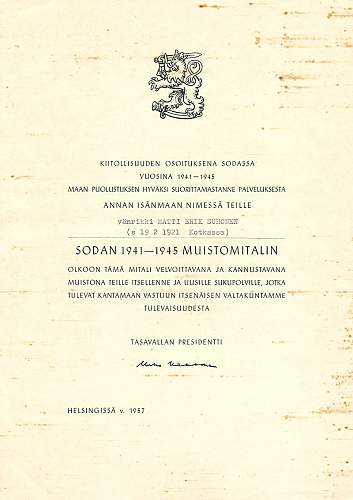 Finnish commemorative crosses and their documents