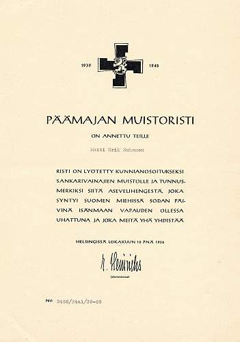 Finnish commemorative crosses and their documents