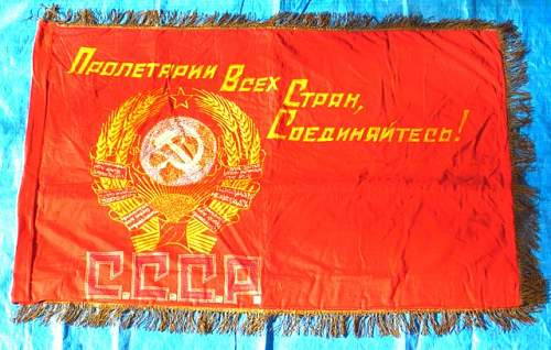 Two Soviet flags but what are they and what do the words mean? Help needed please.
