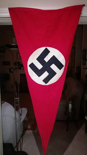 Large Nazi Pennant/Flag - 63&quot; x 29&quot; - Any Ideas? Fake or Genuine?