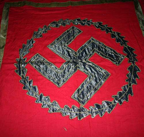 NSDAP gold bullion brocade border, wreath, swastika and fringe Banners, differ types