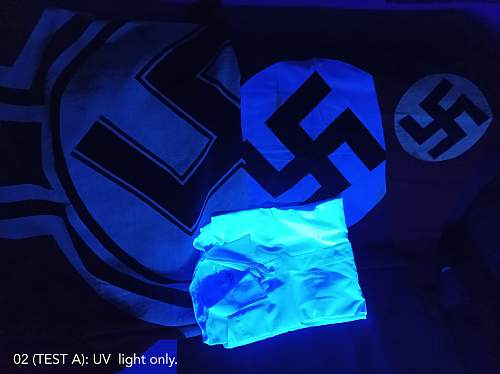 UV testing a national party flag, an nsdap pennant, a Reichskriegs flag. Originals or repros?