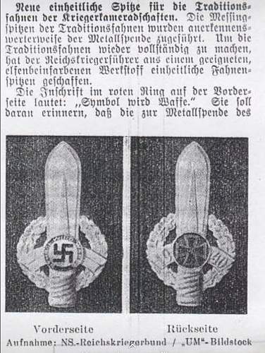 Nationalsozialistische Reichskriegerbund (NS-RKB) fahnenspitze