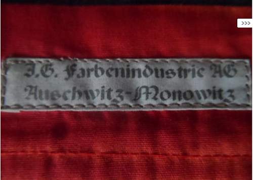 Flag labeled IG Farbenindustrie AG Auschwitz-Monowitz???