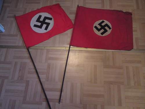 x2 NSDAP Small Flags w/ Poles