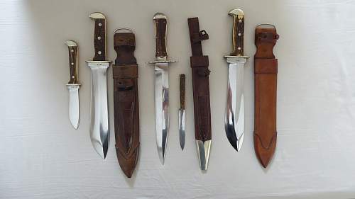 Waidblatt-Waidbestecke  Hunting blades F.Dula and Backhaus