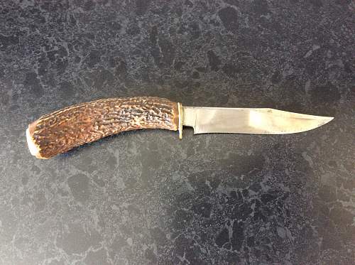 Emil Voos stag grip etched knife