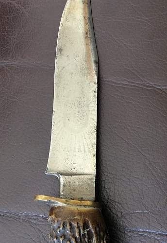 Emil Voos stag grip etched knife