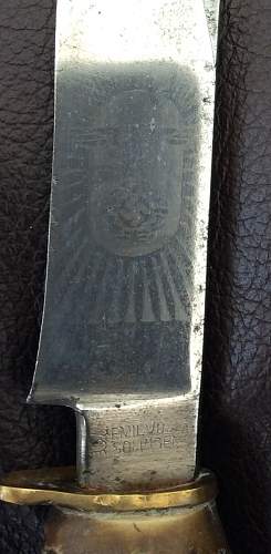 Emil Voos stag grip etched knife