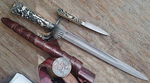 Banddamast Hunting dagger with skinner, Royal quality