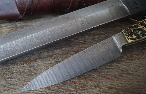 Banddamast Hunting dagger with skinner, Royal quality