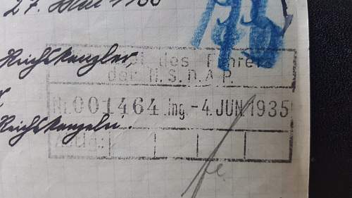 Letter to Hitler (receipt stamp of Reich Chancellery)