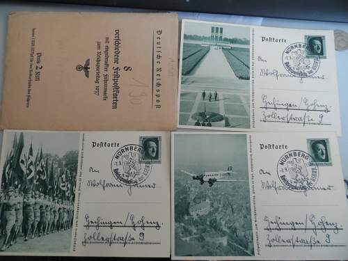Eight reichsparteitag postcards