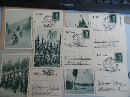 Eight reichsparteitag postcards