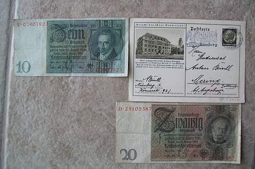 Paper items picked up from German soldiers father