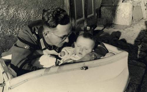 Soldier with boy &amp; boy in uniform