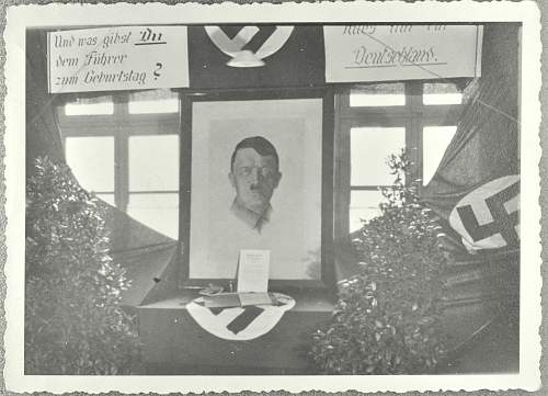 Hitler's birthday, window display.