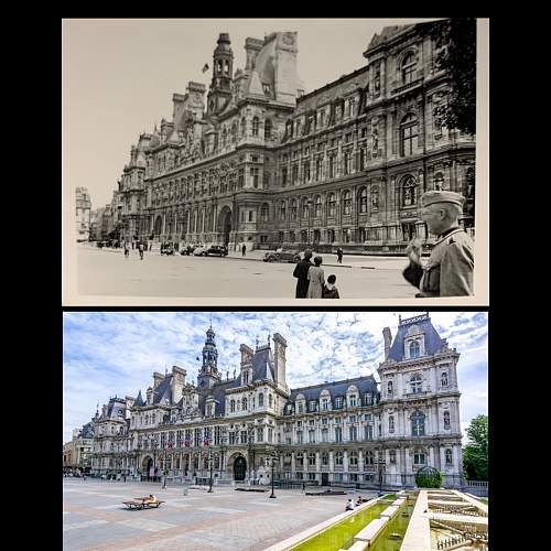 Then and Now photo of the Hôtel de Ville