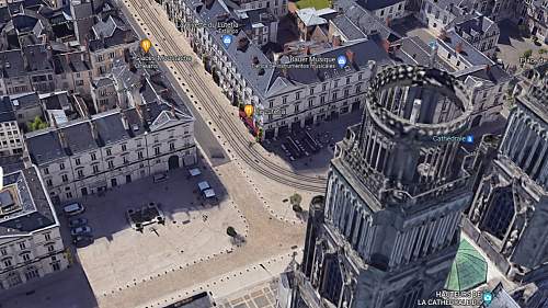 Then and now photos of the Orléans Cathedral in France.