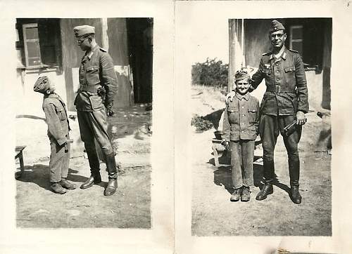 Soldier with boy &amp; boy in uniform