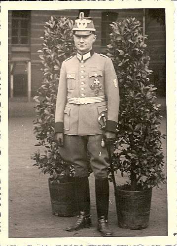 German Police Officer in Parade Uniform w. shako &amp; sword