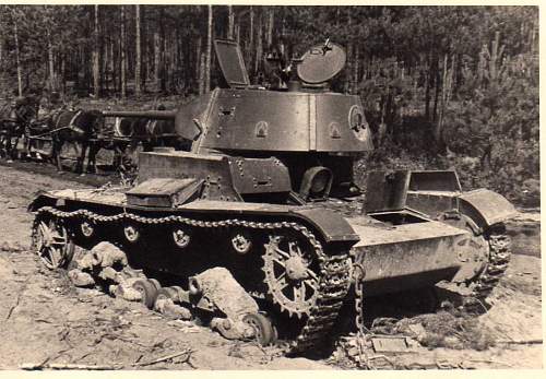 German and Soviet Russian tanks in action. Ostfront