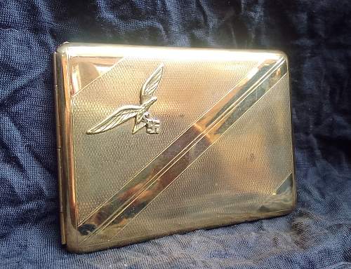 gold plated cigarette case Luftwaffe