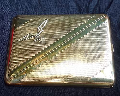 gold plated cigarette case Luftwaffe