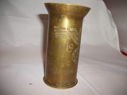 WWII German Trench art Artillery shell casing---Opinions please