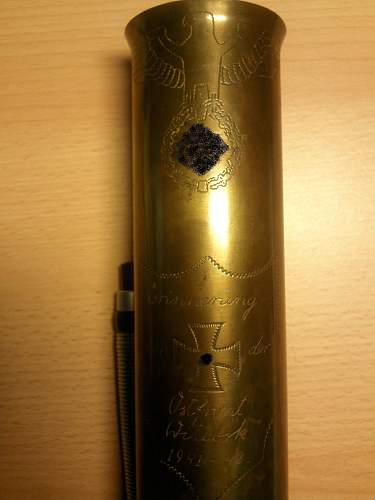 WWII German Trench art Artillery shell casing---Opinions please
