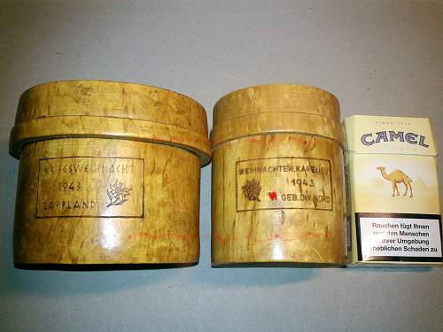 2 little wooden boxes - SS GEB. DIV. Nord - Karelien 1943 Weichnachten