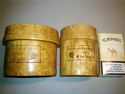 2 little wooden boxes - SS GEB. DIV. Nord - Karelien 1943 Weichnachten