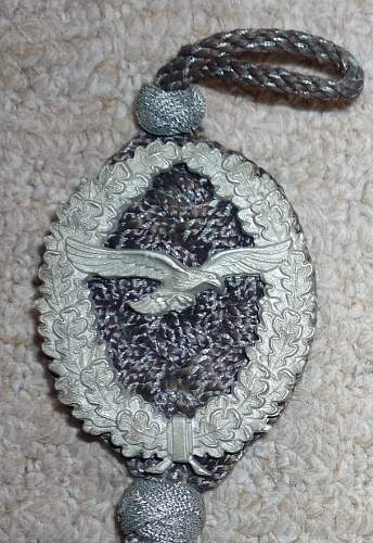 Unusual Luftwaffe badge and braid - Trench art?