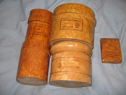 2 little wooden boxes - SS GEB. DIV. Nord - Karelien 1943 Weichnachten