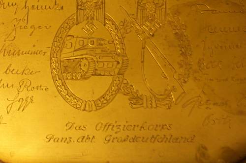 Brass Plaque from Panzer Abt GrossDeutsnchland